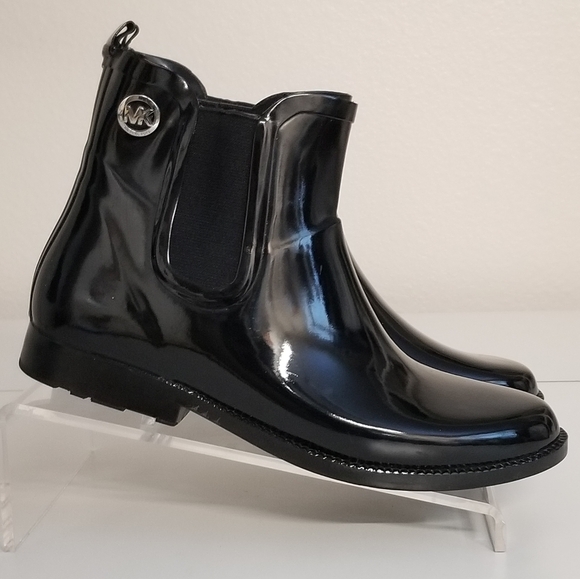Michael Kors Womens Black Rubber Rain Boots Slip On Ankle Boots - Picture 5 of 10